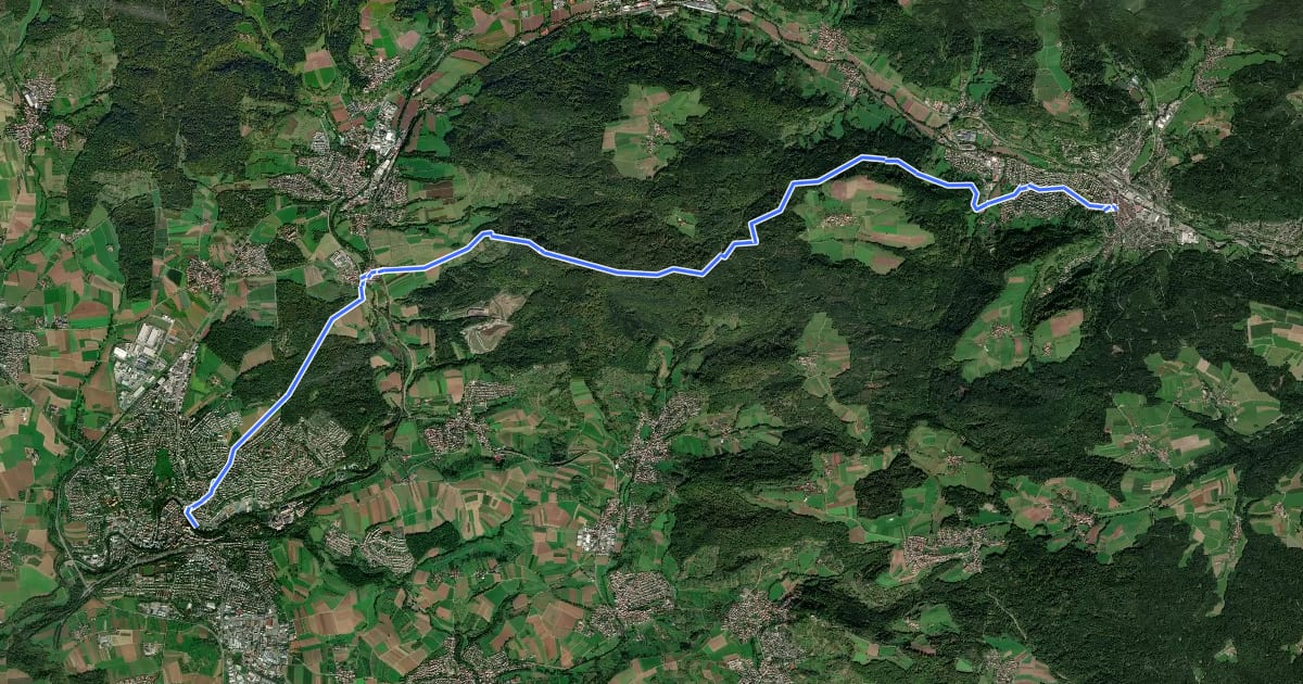 Маршрут Querweg des SAV (roter Punkt) на спутниковом снимке