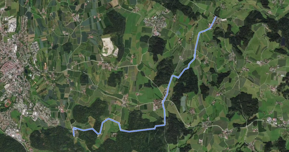 Маршрут Querweg des Schwäbischen Albvereins на спутниковом снимке