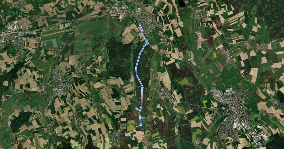 Маршрут Querweg des Schwäbischen Albvereins (blaue Raute) на спутниковом снимке