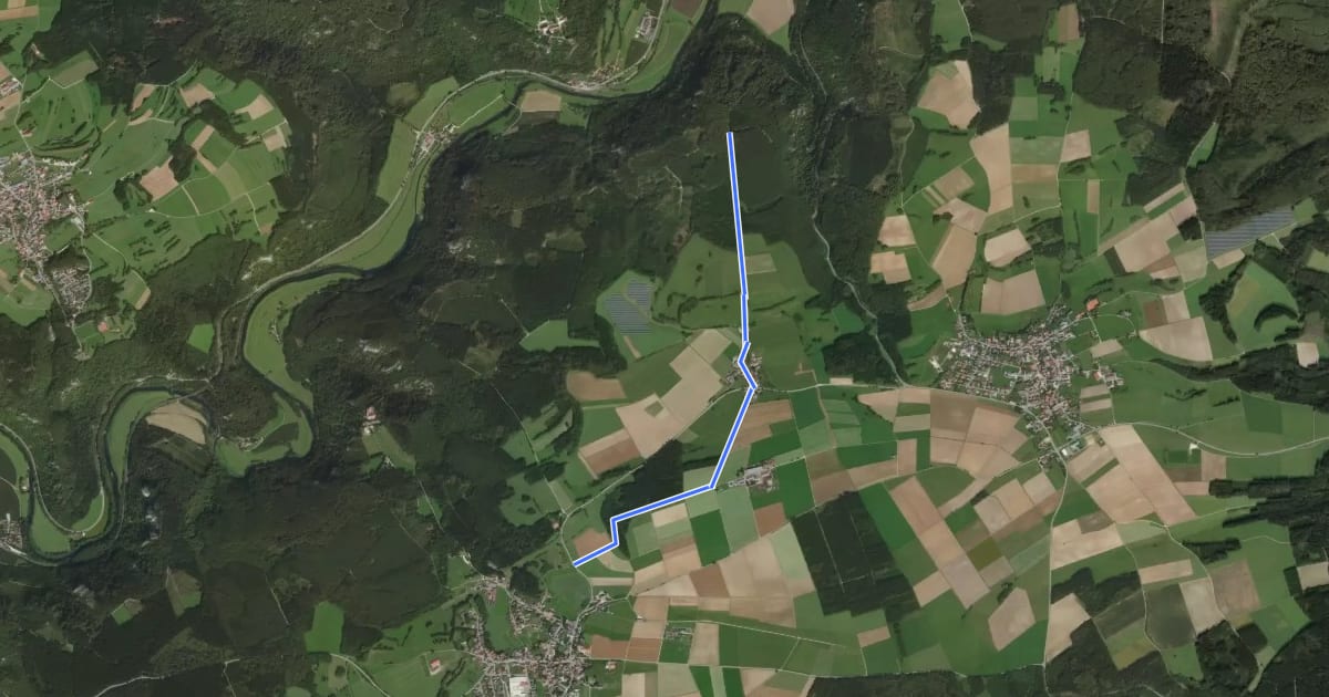 Маршрут Querweg des Schwäbischen Albvereins (blaue Raute) на спутниковом снимке