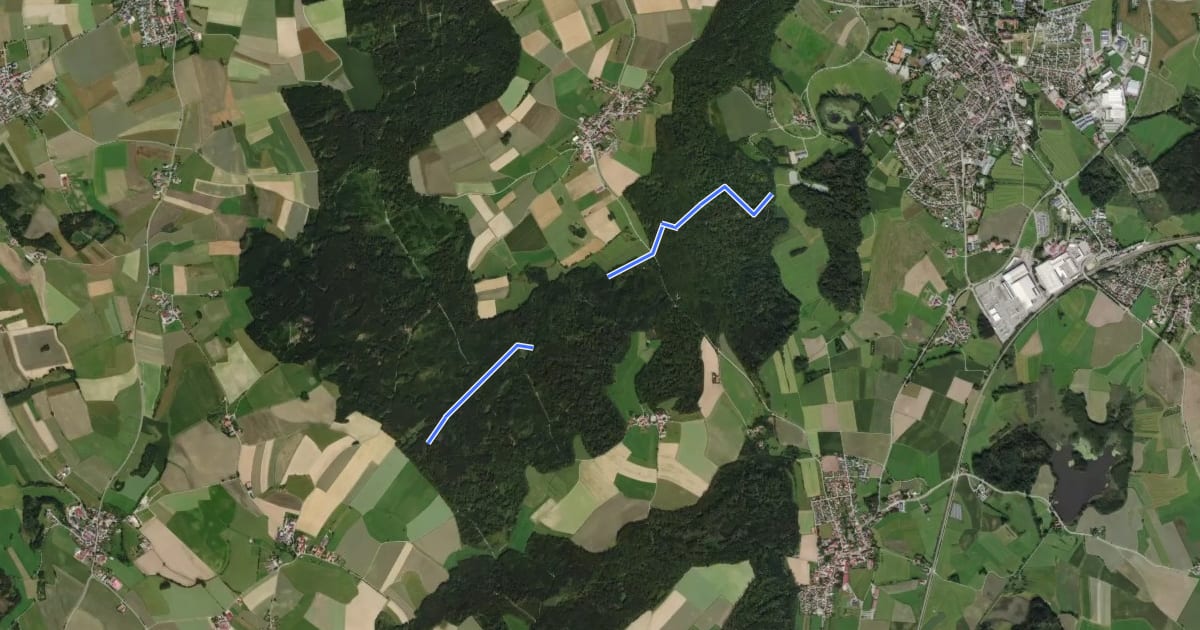 Маршрут Querweg des Schwäbischen Albvereins (blauer Punkt) на спутниковом снимке
