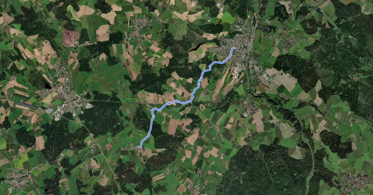 Маршрут Querweg des Schwäbischen Albvereins (blauer Punkt) на спутниковом снимке