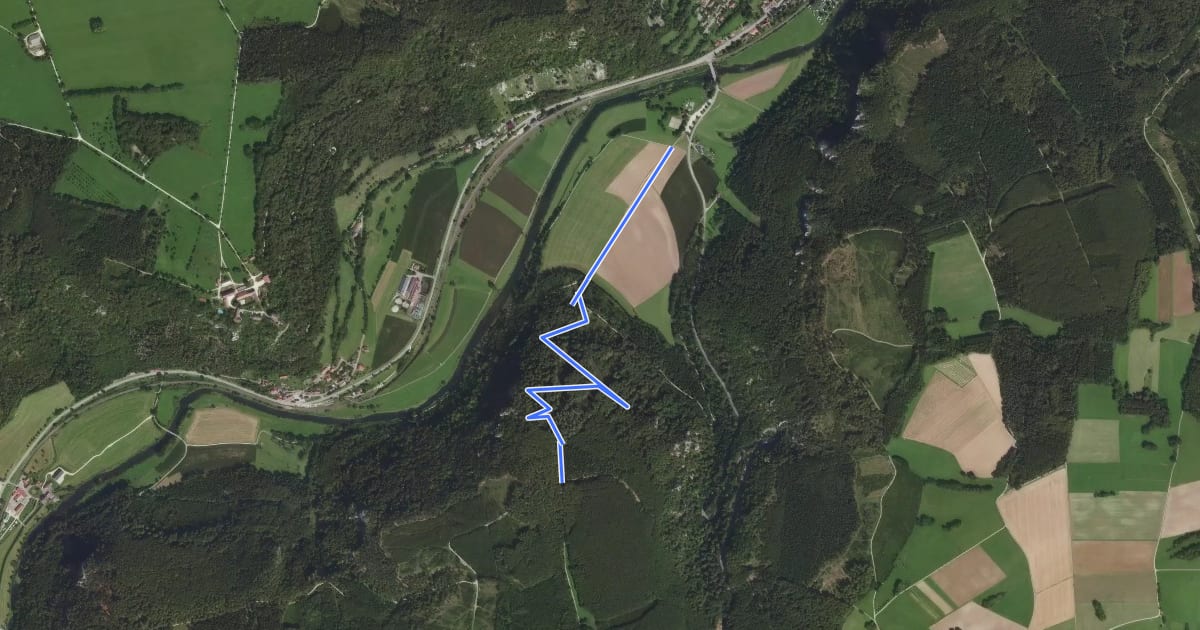 Маршрут Querweg des Schwäbischen Albvereins (rote Raute) на спутниковом снимке