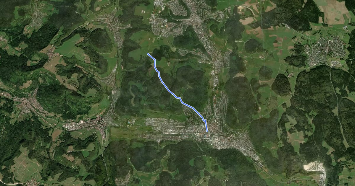 Маршрут Querweg - Ebingen - Weg Nr. 6 - Bahnhof Ebingen - Kugelwäldle на спутниковом снимке