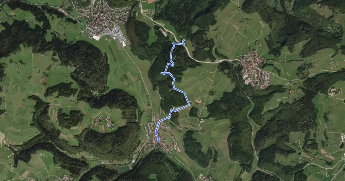 Маршрут Querweg - Oberdigisheim - Weg Nr. 1 - Oberdigisheim - Baienberg - bis zur Weggabelung на спутниковом снимке