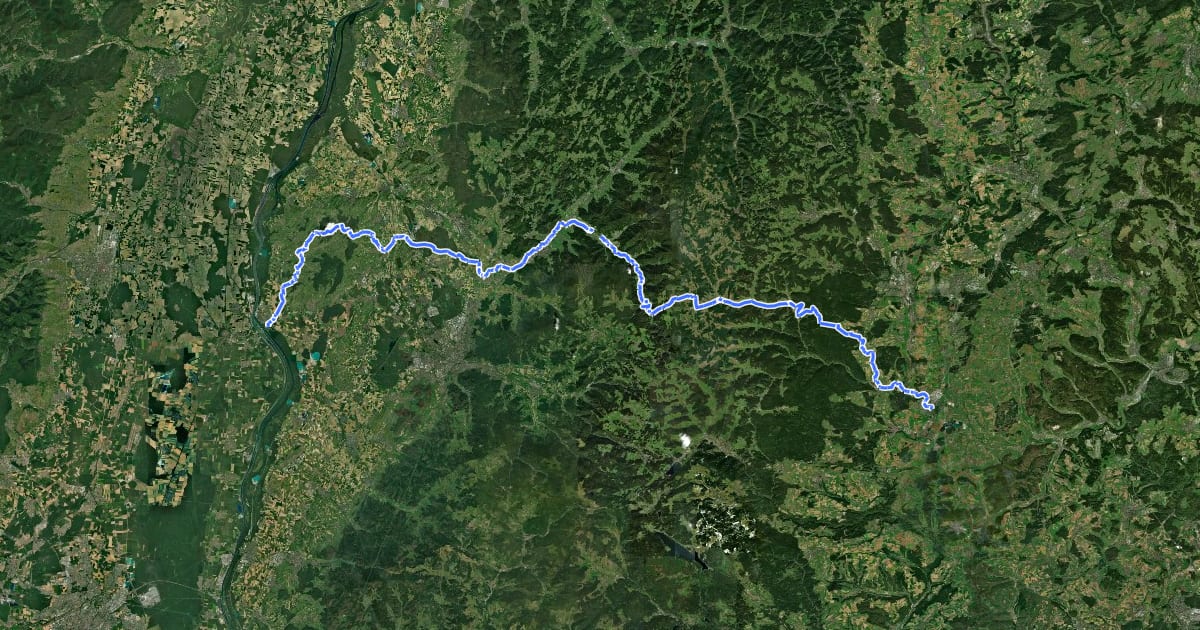 Маршрут Querweg Schwarzwald-Kaiserstuhl-Rhein на спутниковом снимке