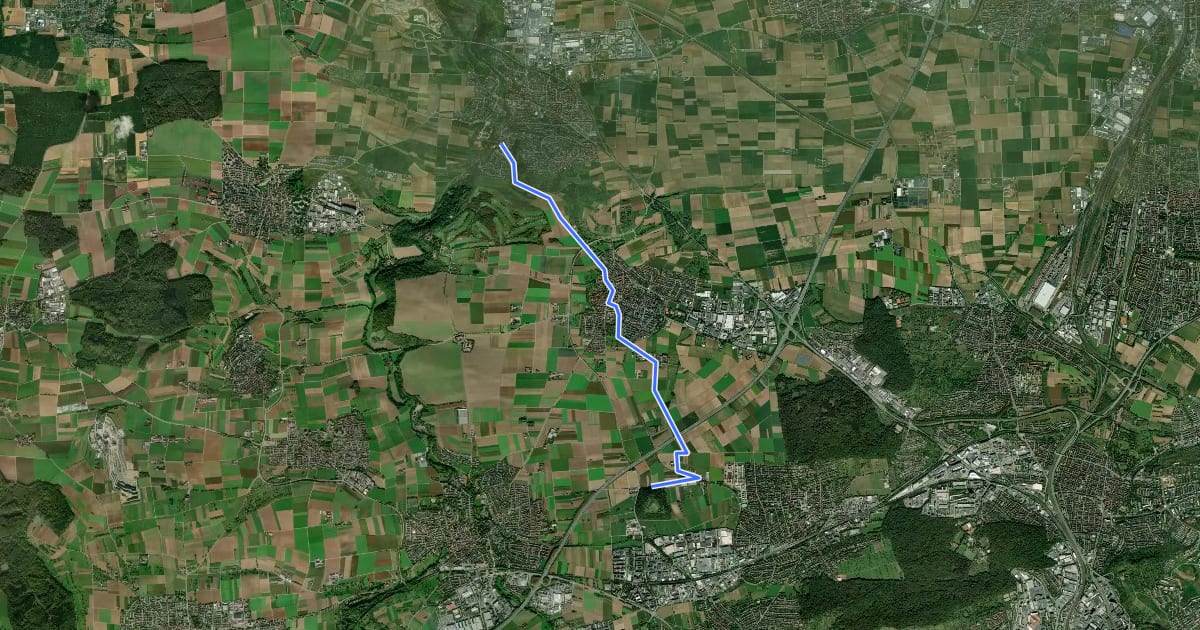 Маршрут Querweg Schwieberdingen - Korntal на спутниковом снимке