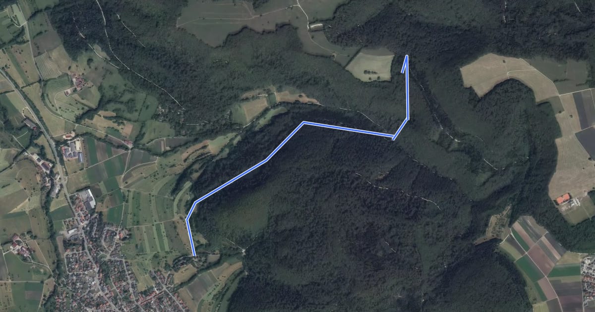 Маршрут Querweg - Talheim - Weg-5 - Talheim - Kirchkopf - Lauberschlucht bis blauer Dreiblock на спутниковом снимке