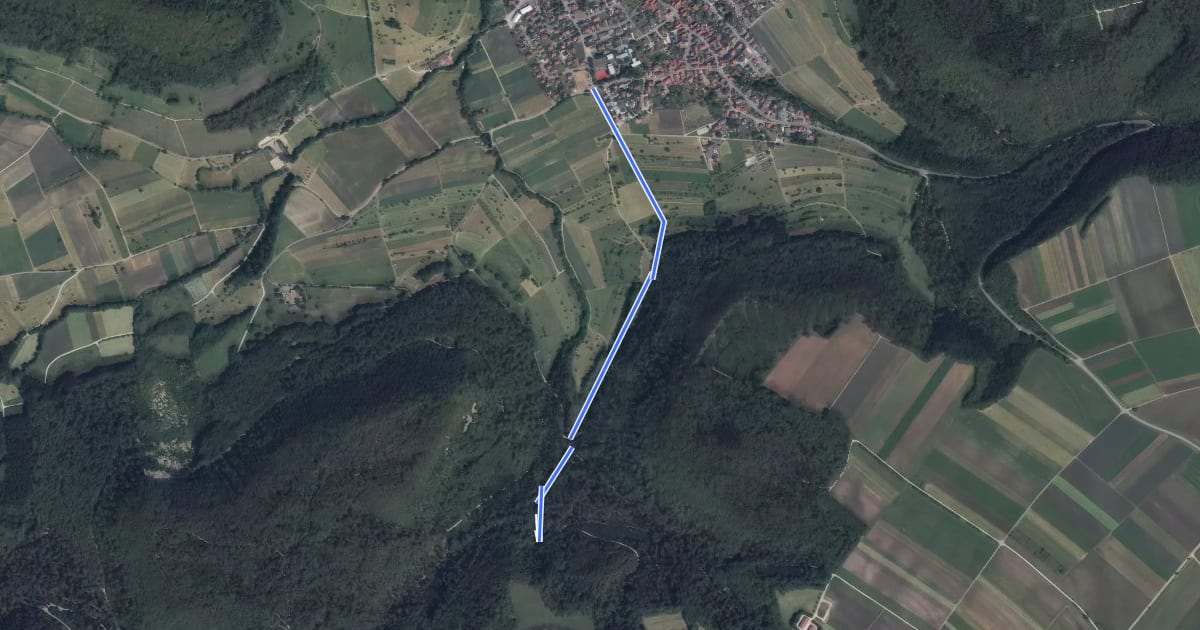 Маршрут Querweg - Talheim - Weg-7 - Talheim - bis Ende Wasserfall aus Sicht Talheim на спутниковом снимке