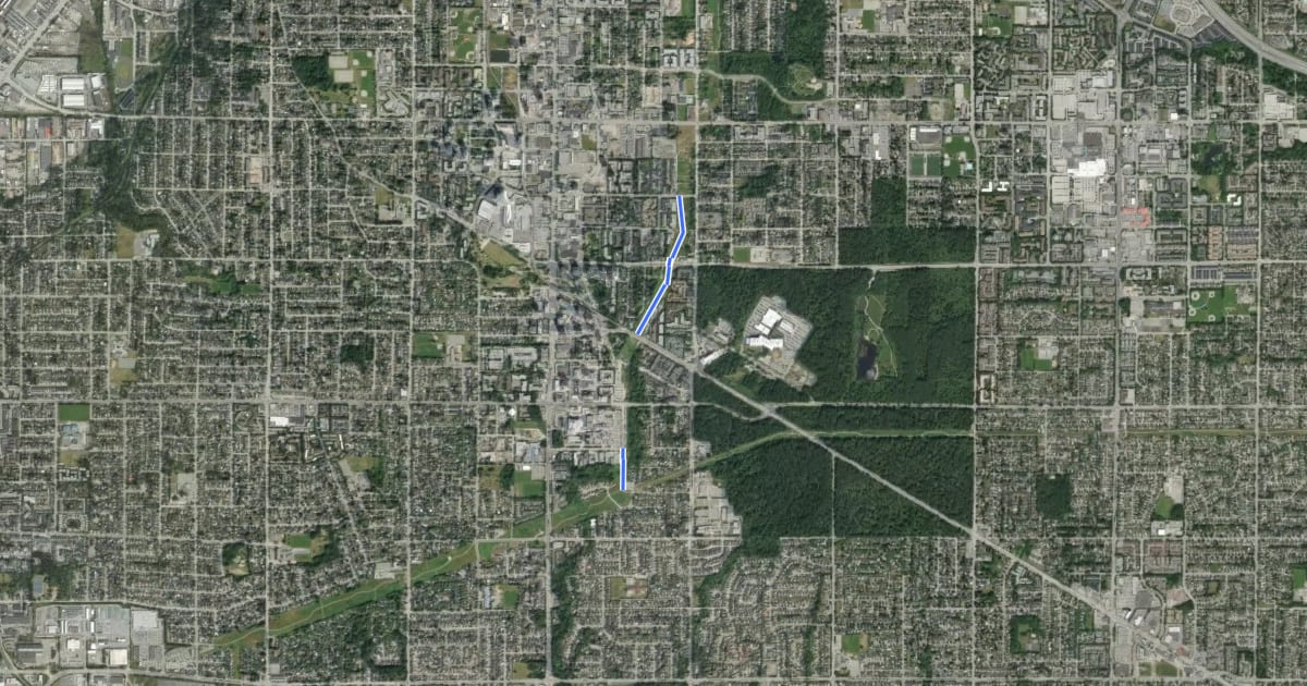 Маршрут Quibble Creek Greenway на спутниковом снимке