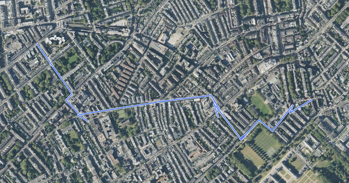 Маршрут Quietway 15 на спутниковом снимке
