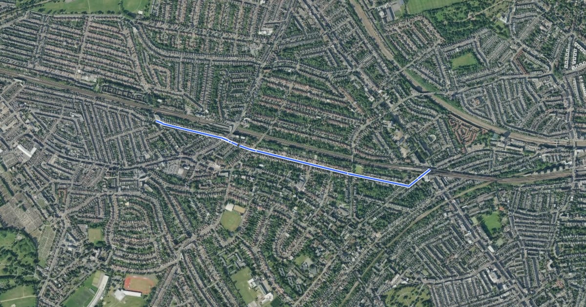 Маршрут Quietway 3 на спутниковом снимке