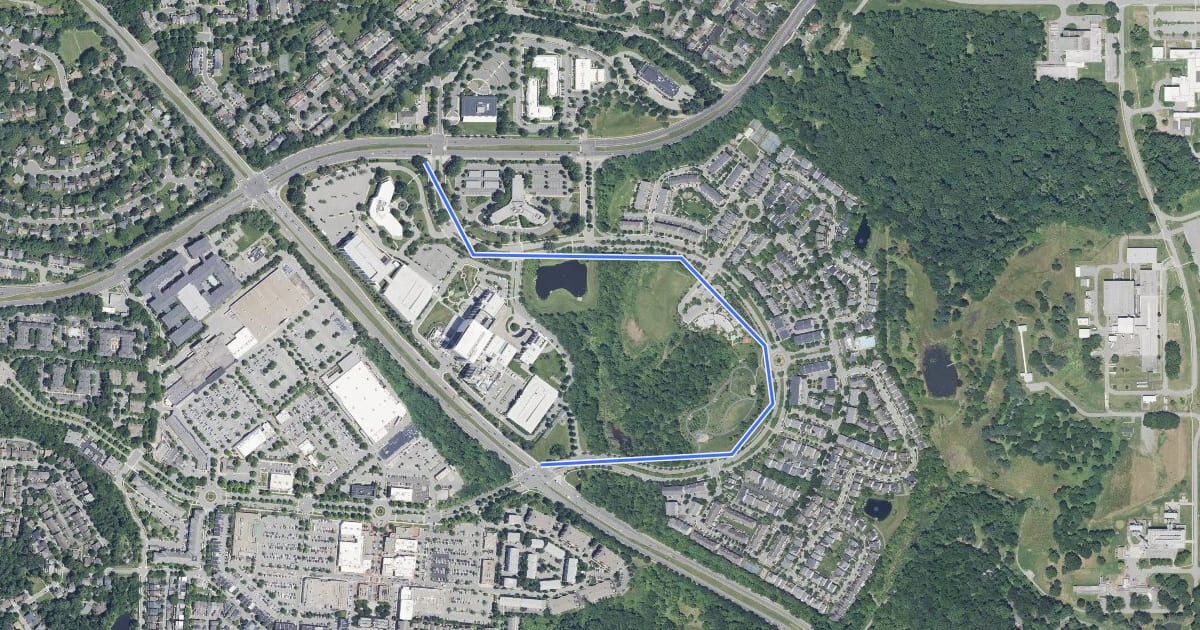 Маршрут Quince Orchard Ridge Drive на спутниковом снимке
