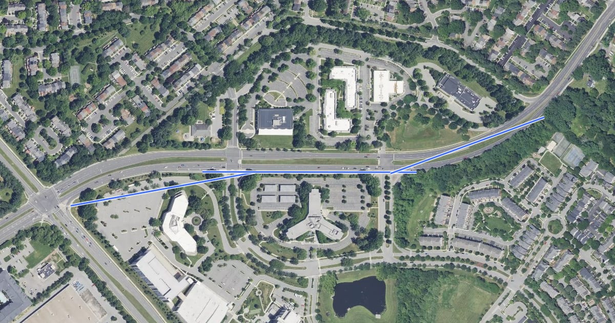 Маршрут Quince Orchard Road на спутниковом снимке