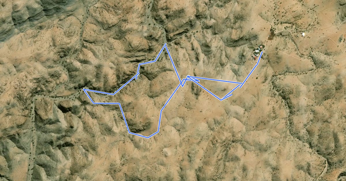 Маршрут Quiver Tree Trail на спутниковом снимке
