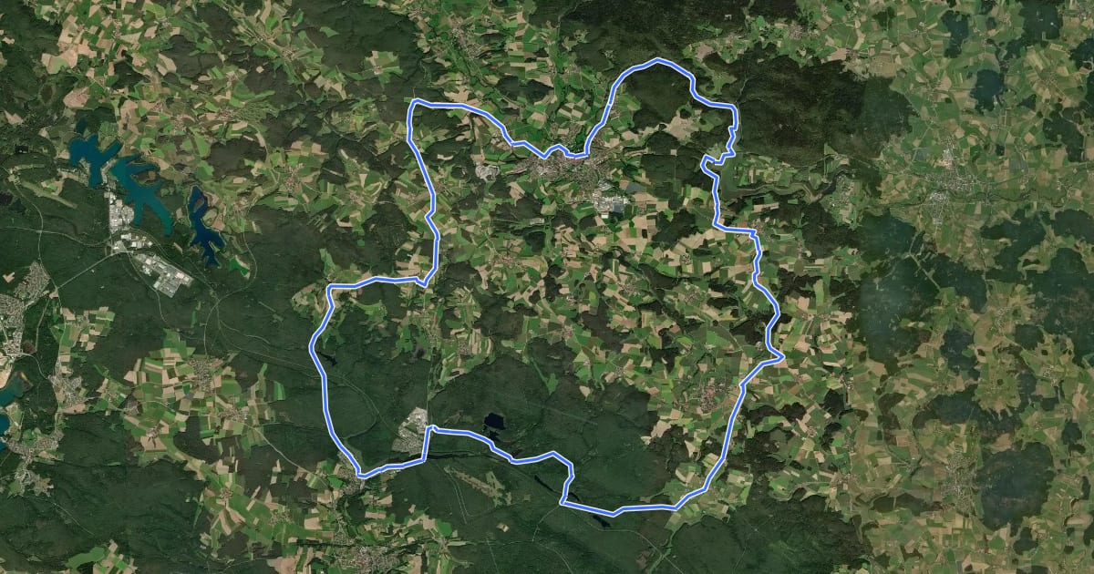 Маршрут "R 5" Pfalzgraf-Johann-Radweg на спутниковом снимке