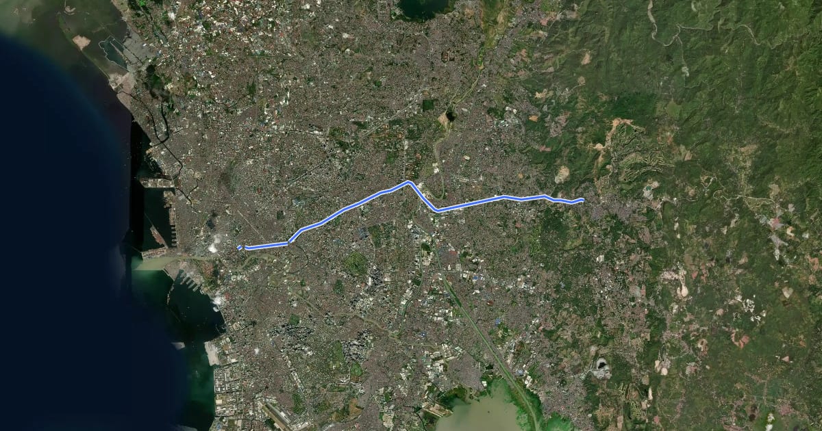 Маршрут R-6 (westbound) на спутниковом снимке