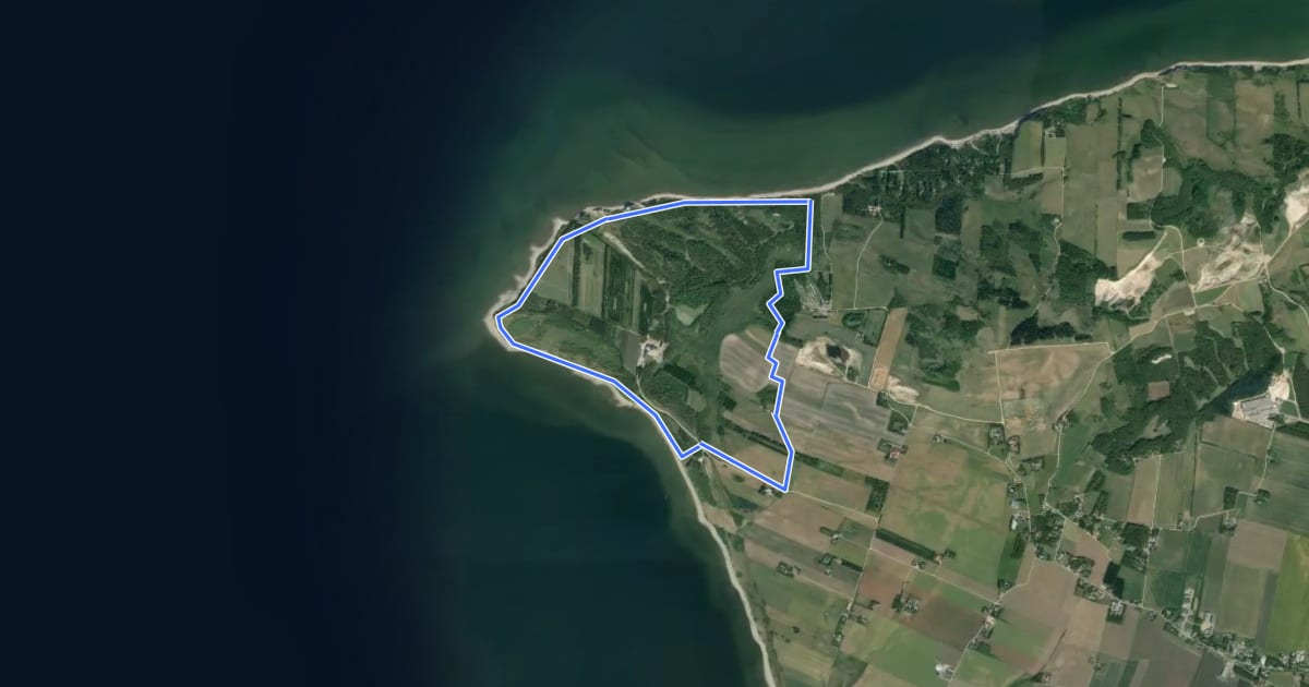 Маршрут Rød Rute - Knudeklinterne на спутниковом снимке