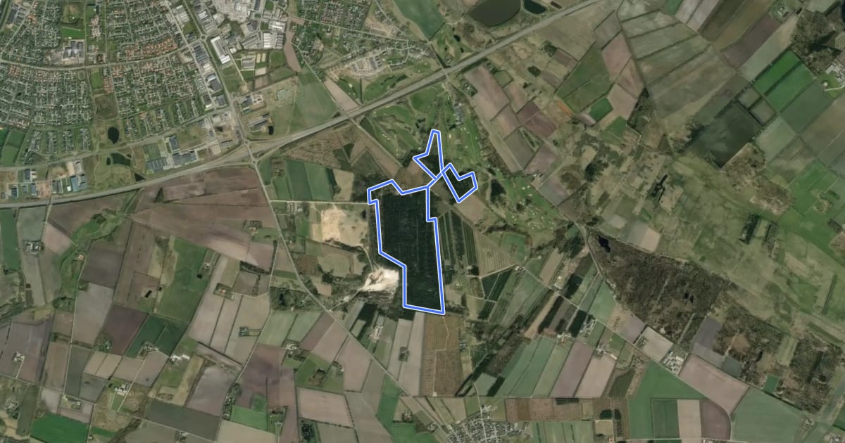 Маршрут Rød Rute, Skelhøj Plantage на спутниковом снимке