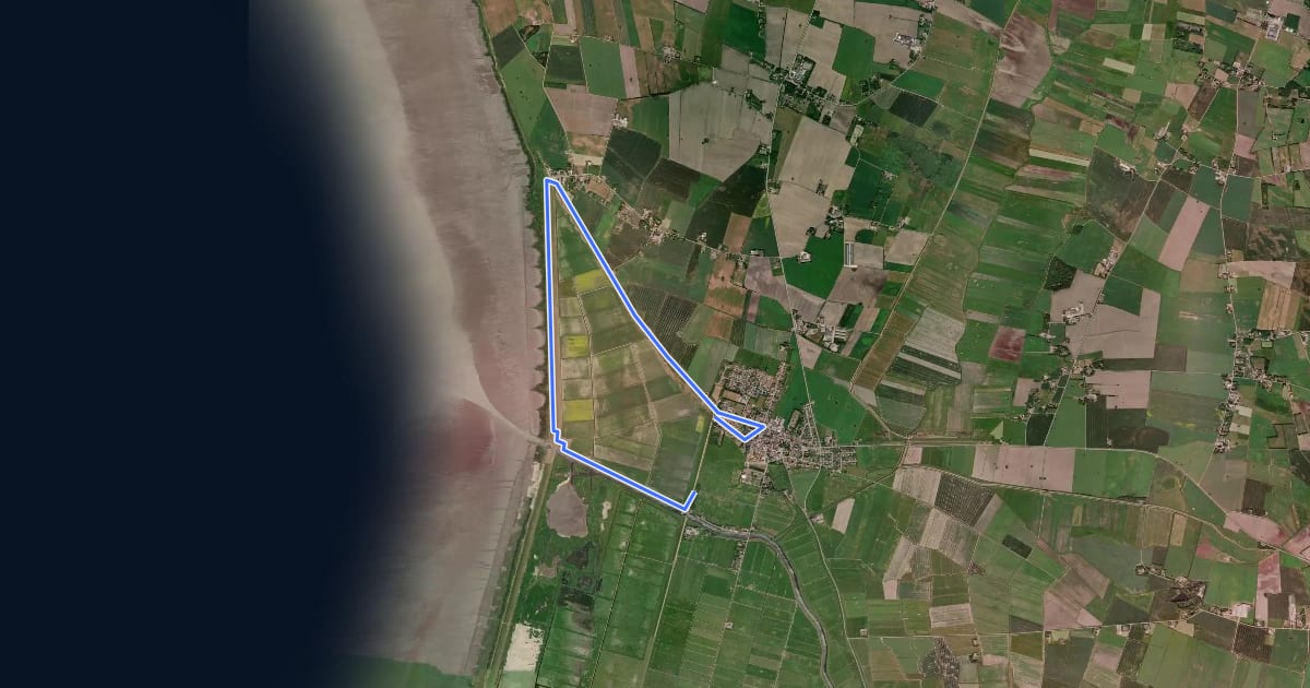 Маршрут Rød stisløjfe, Højer, Emmerlev Klev, Vidåslusen на спутниковом снимке