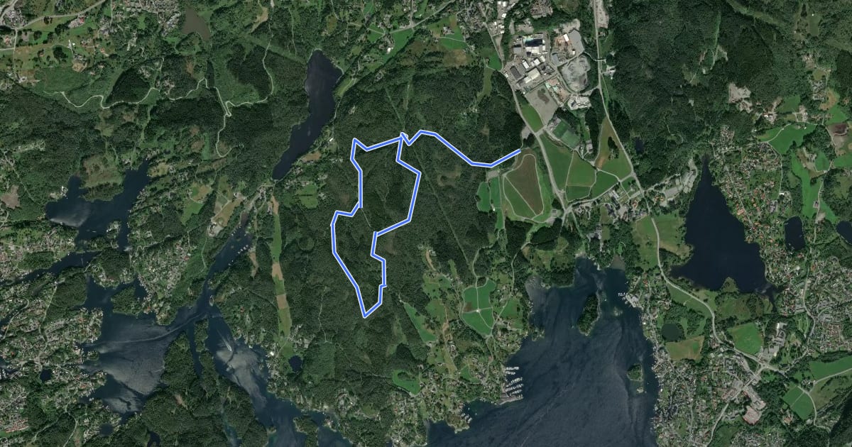 Маршрут Rød tursløyfe на спутниковом снимке