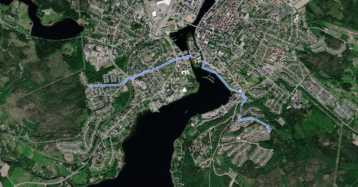 Маршрут Röda cykelleden на спутниковом снимке