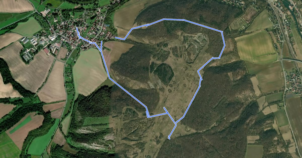 Маршрут Rödel Rundweg Balgstädt на спутниковом снимке