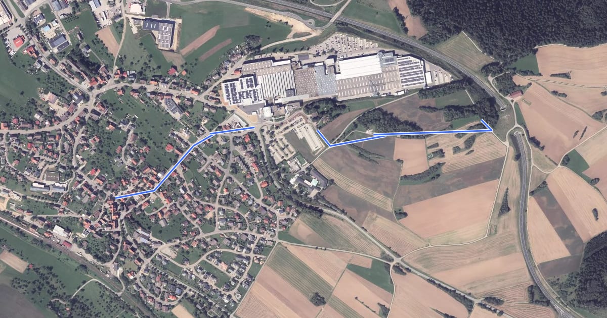 Маршрут Rödelsberg - Schopfloch Rathaus на спутниковом снимке