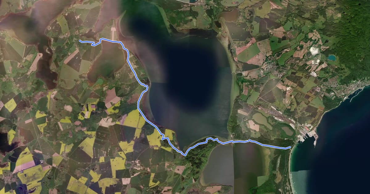 Маршрут Rügener Bodden-Panoramaweg на спутниковом снимке