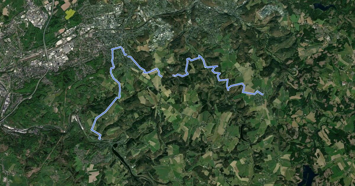 Маршрут Rüggeberg-Schwelm-Beyenburg на спутниковом снимке