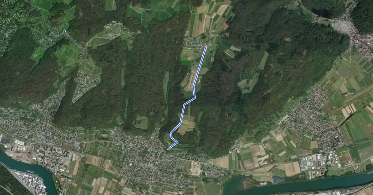 Маршрут Rührberg Rührberger Hof - Wyhlen Hohligass на спутниковом снимке