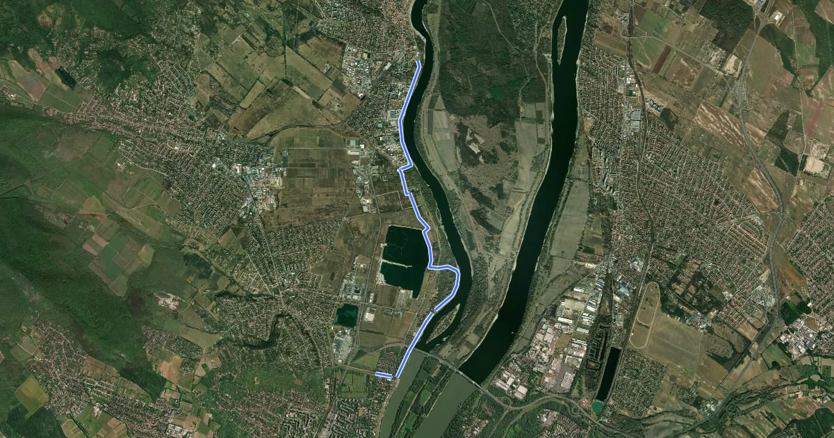 Маршрут Római part - Szentendre на спутниковом снимке