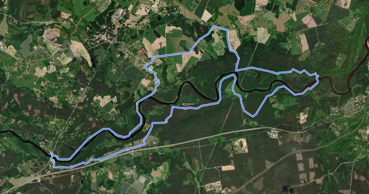 Маршрут Rāmkalni Velo maršruts 31km на спутниковом снимке