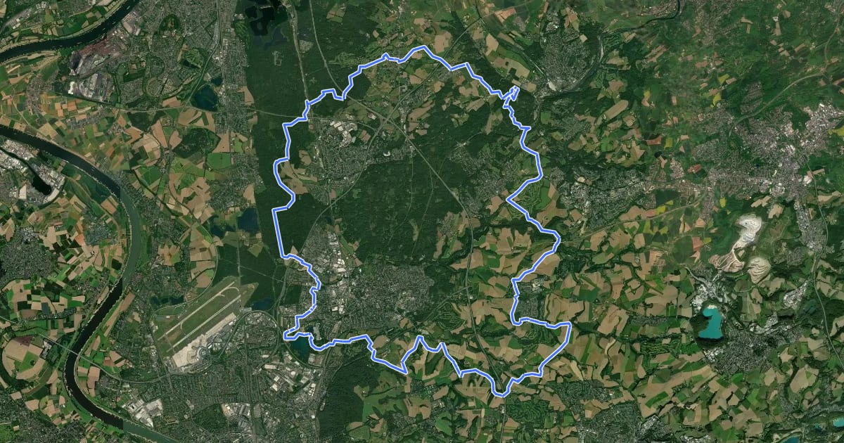 Маршрут (R) Rund um Ratingen на спутниковом снимке