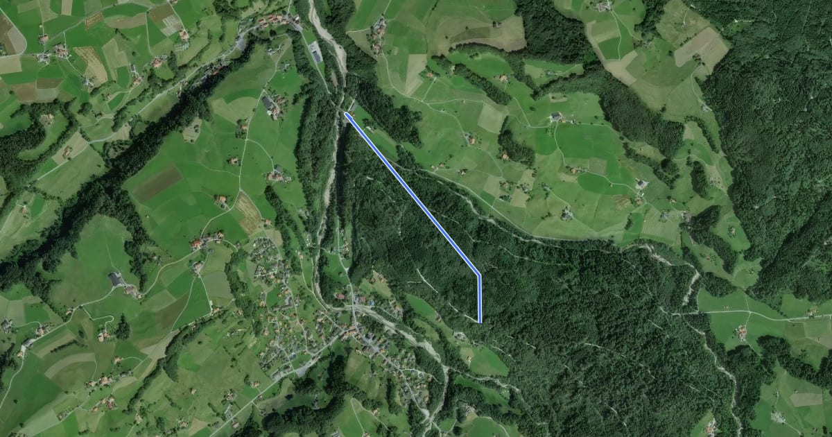 Маршрут Rüschegg / Rütiplötsch - Längeneiwald на спутниковом снимке
