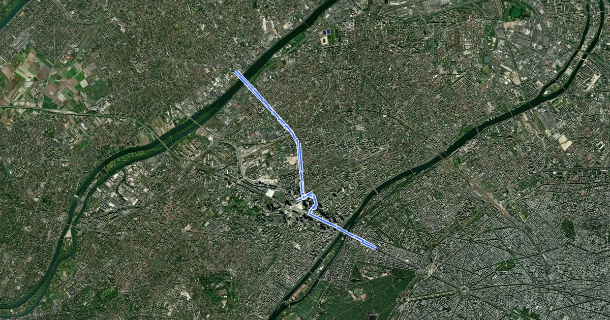 Маршрут Réseau Cyclable Olympique de Bezons à Neuilly-sur-Seine на спутниковом снимке