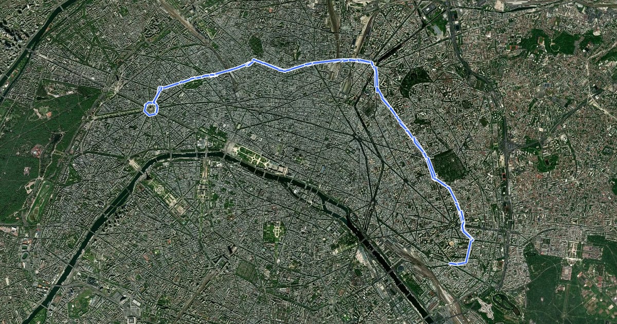 Маршрут Réseau Cyclable Olympique de la place Charles de Gaulle au 12eme на спутниковом снимке