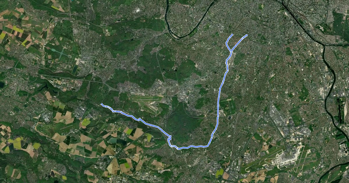 Маршрут Réseau Cyclable Olympique de Montrouge à Jouy en Josas на спутниковом снимке