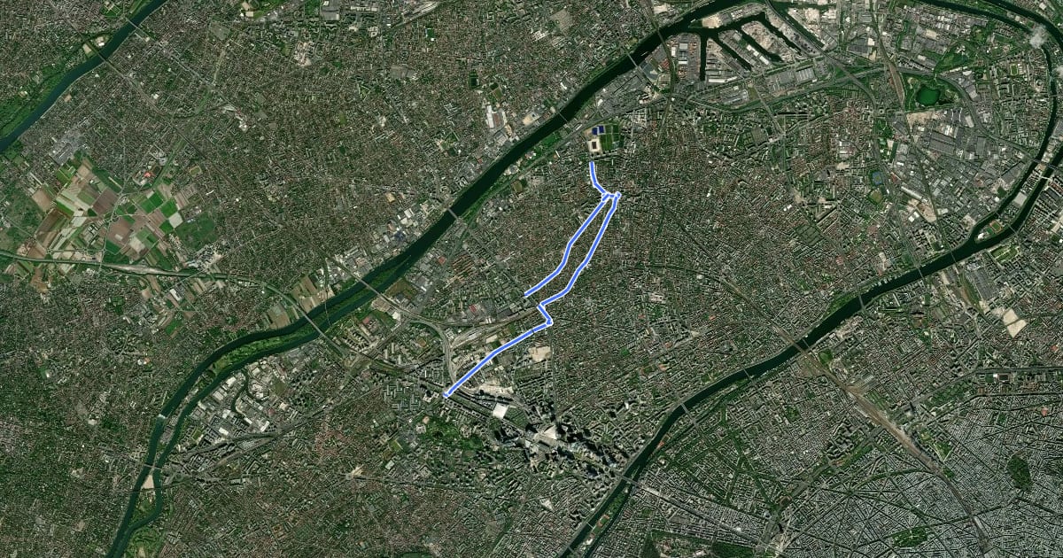 Маршрут Réseau Cyclable Olympique de place Mandela à Colombes на спутниковом снимке