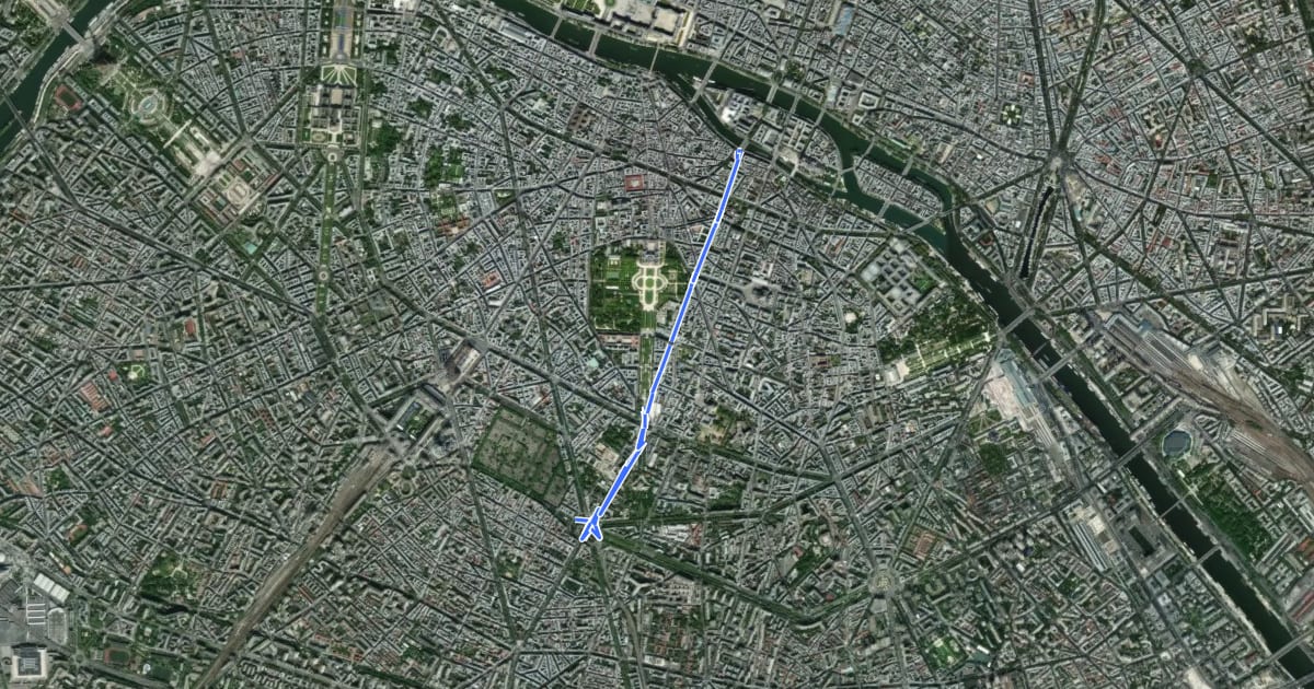 Маршрут Réseau Cyclable Olympique de Quartier Latin Faubourg Saint-Jacques на спутниковом снимке