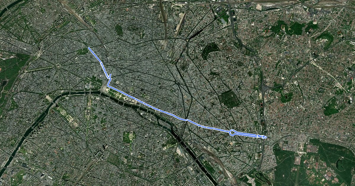 Маршрут Réseau Cyclable Olympique de Saint Mandé à Monceau на спутниковом снимке