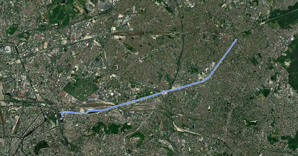 Маршрут Réseau cyclable olympique de Sevran à Paris на спутниковом снимке