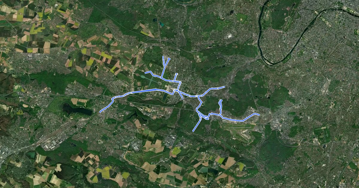 Маршрут Réseau Cyclable Olympique de Versailles на спутниковом снимке