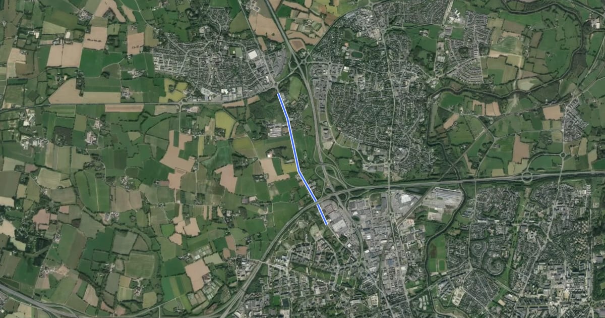 Маршрут Réseau Express Vélo Rennes Montgermont на спутниковом снимке