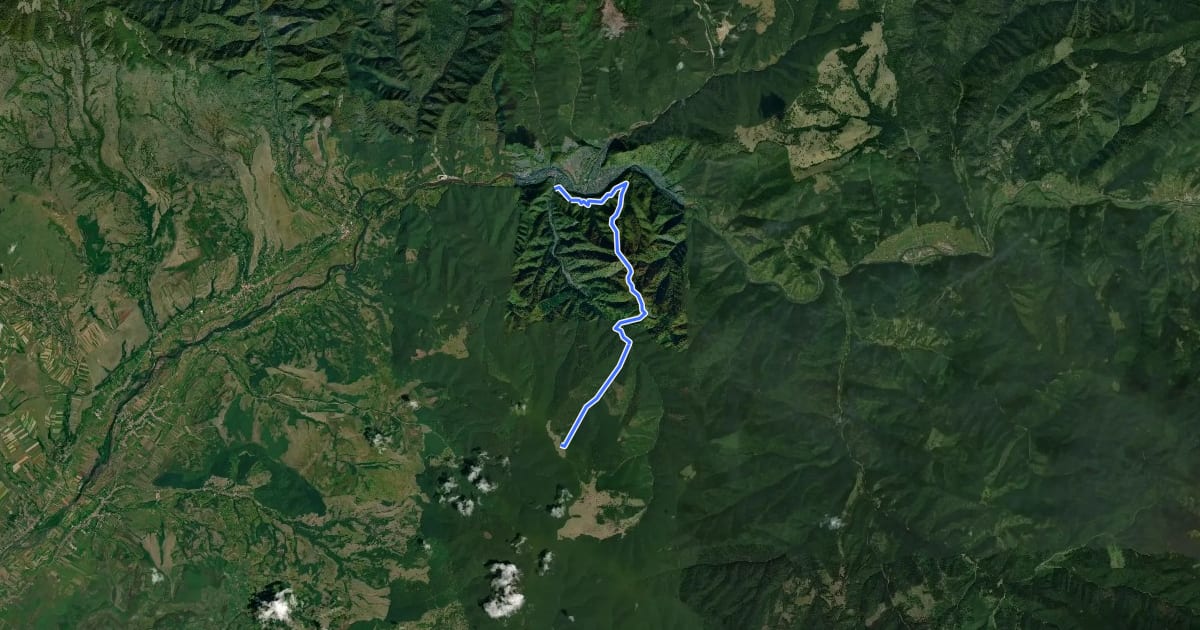 Маршрут Răstolița - Vârful Listeș - Poiana Borta - Valea Iod - Valea Rusu - Poiana Rusu на спутниковом снимке