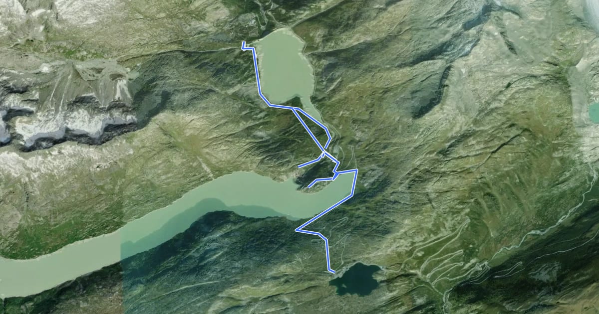 Маршрут Räterichsboden - Grimselpass на спутниковом снимке