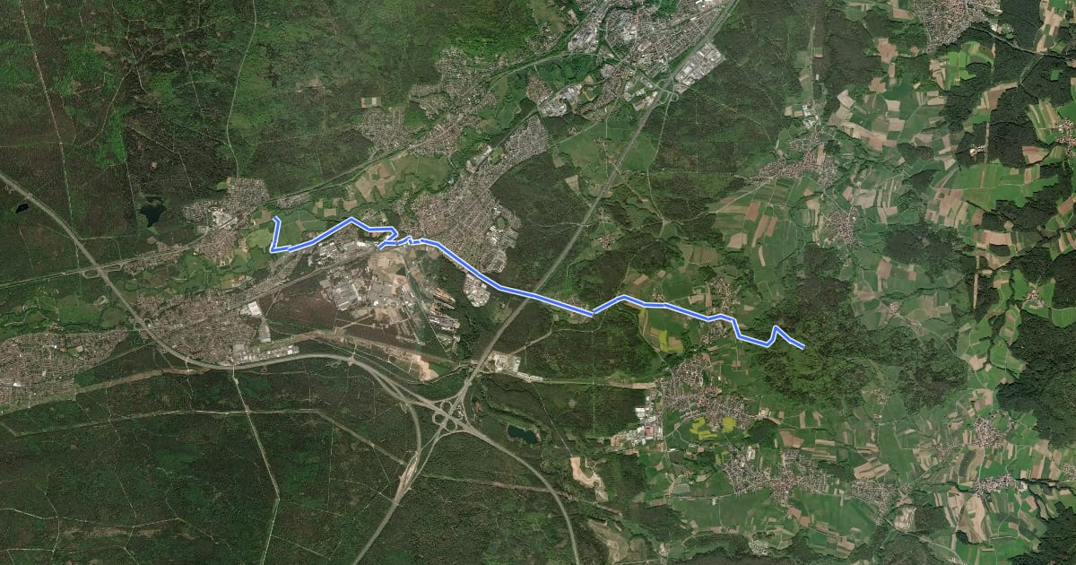 Маршрут Röthenbach a. d. Pegnitz– Moritzberg на спутниковом снимке