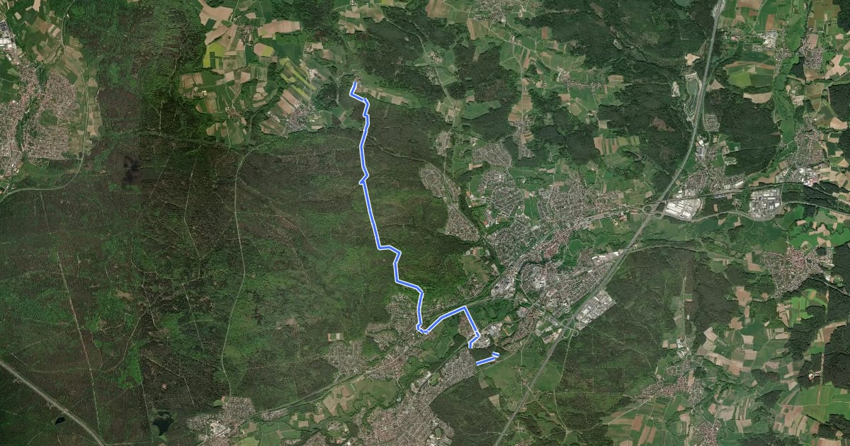 Маршрут Röthenbach – Nuschelberg на спутниковом снимке
