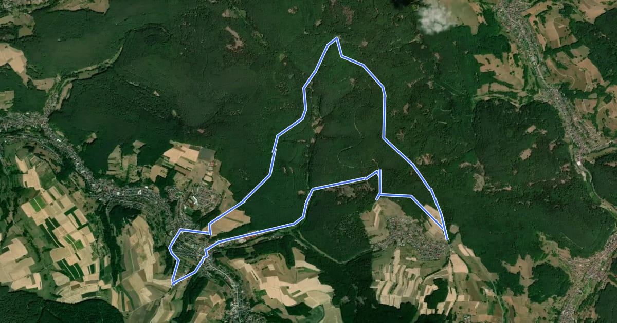 Маршрут RÄUBERpfad Leidersbach "Natur PUR erleben" на спутниковом снимке