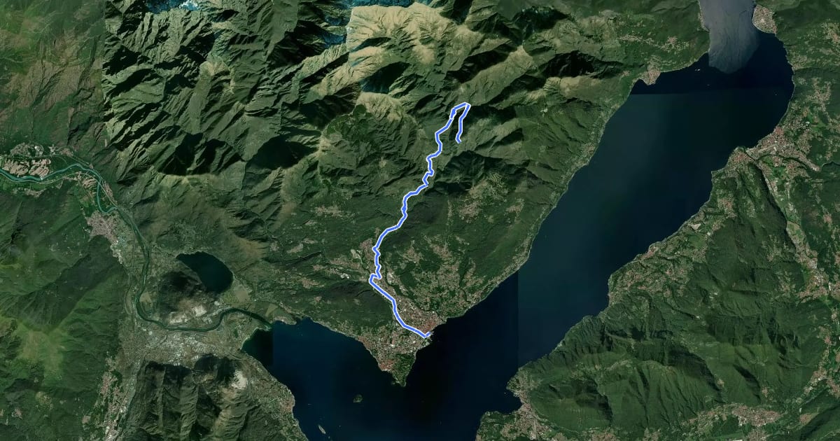 Маршрут R00 Verbania Intra P.le Flaim - Trobaso - Cambiasca - Caprezzo - Intragna - Aurano на спутниковом снимке